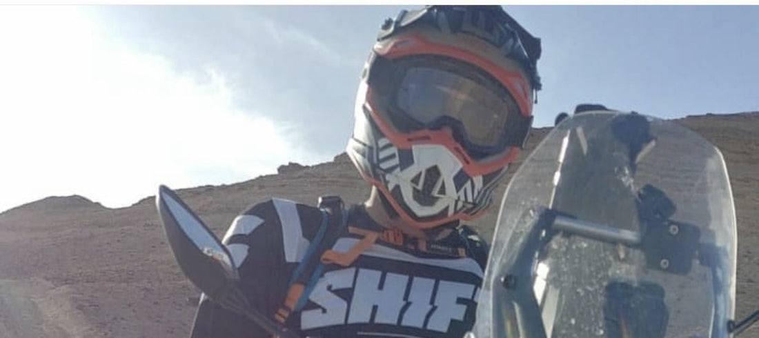 David on his Yamaha Tenere 700 in the desert