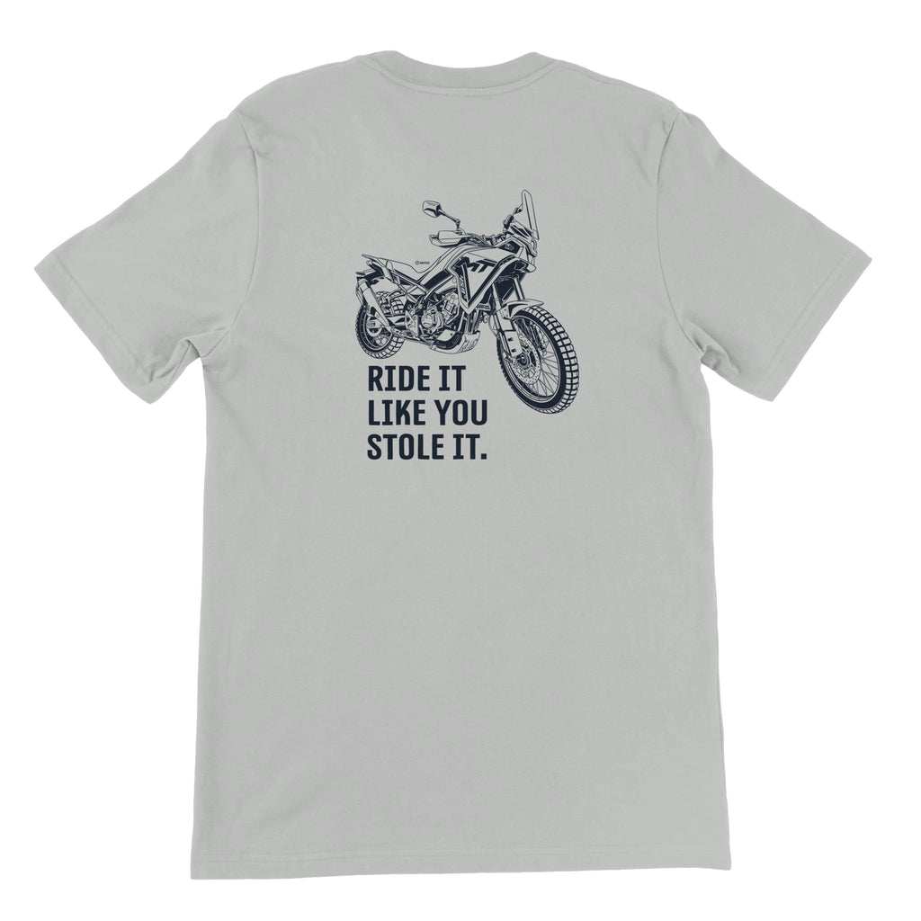 Ride It Like You Stole It. CFMOTO — off-bike adventure-rider tee by ADVTEES
