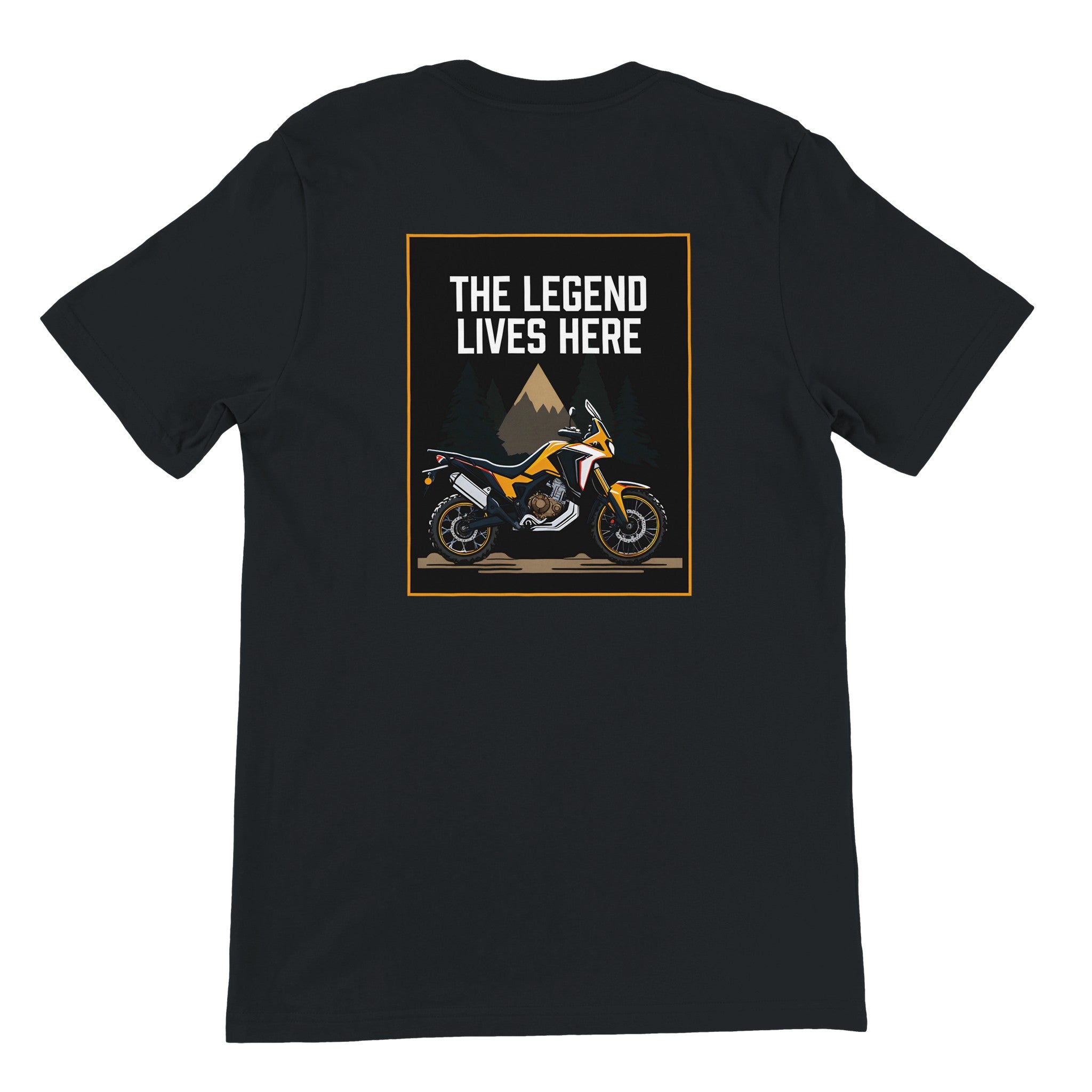 The Legend Lives Here. HONDA AFRICA TWIN — off-bike adventure-rider tee by ADVTEES