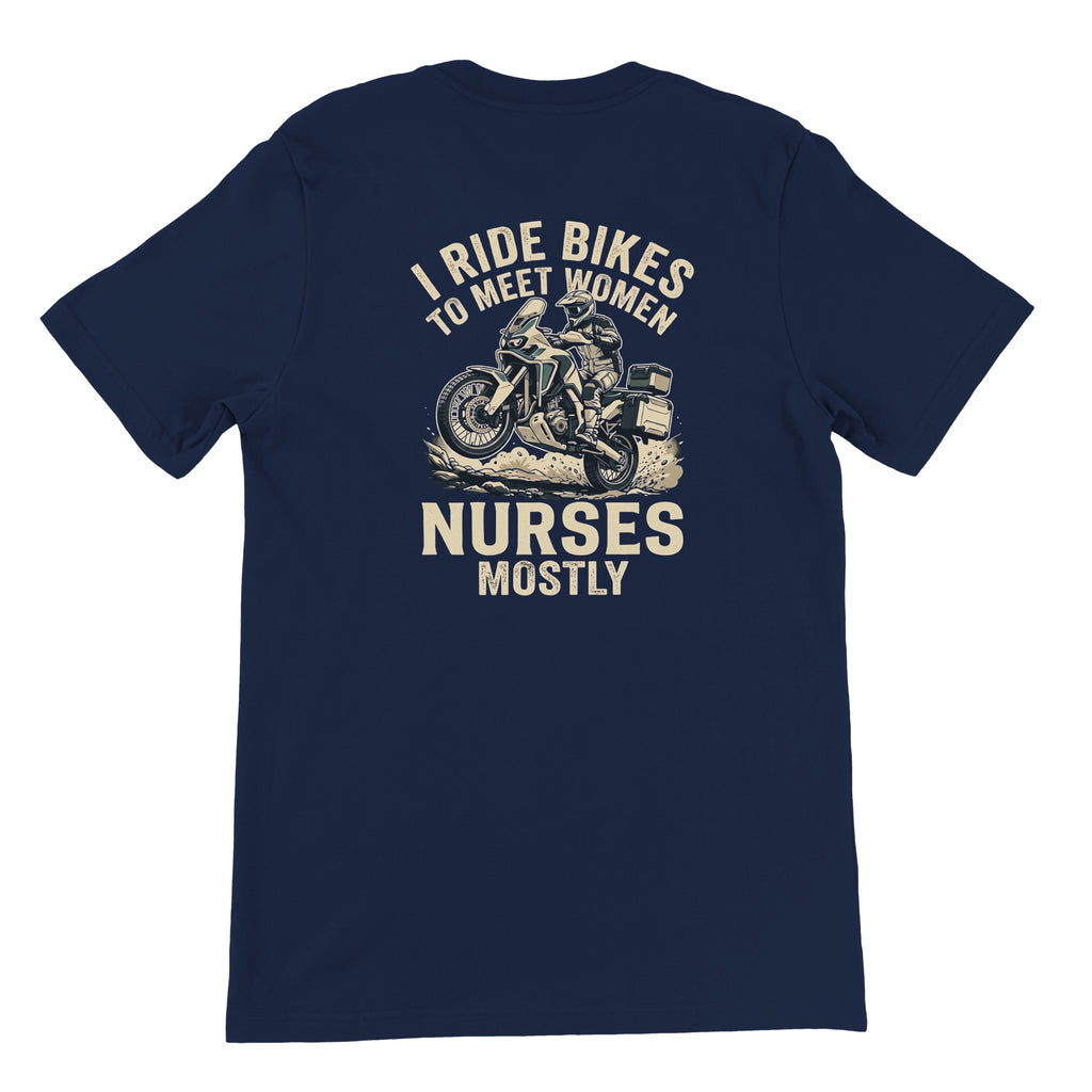Honda adventure t-shirt, I Ride Bikes To Meet Women, off-bike adventure-rider tee by ADVTEES