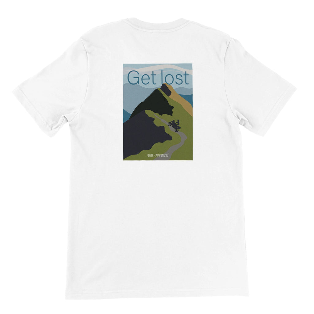 Get Lost. Find Happiness — off-bike adventure-rider tee by ADVTEES