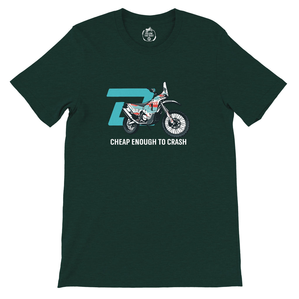 Cheap Enough To Crash. KOVE — off-bike adventure-rider tee by ADVTEES