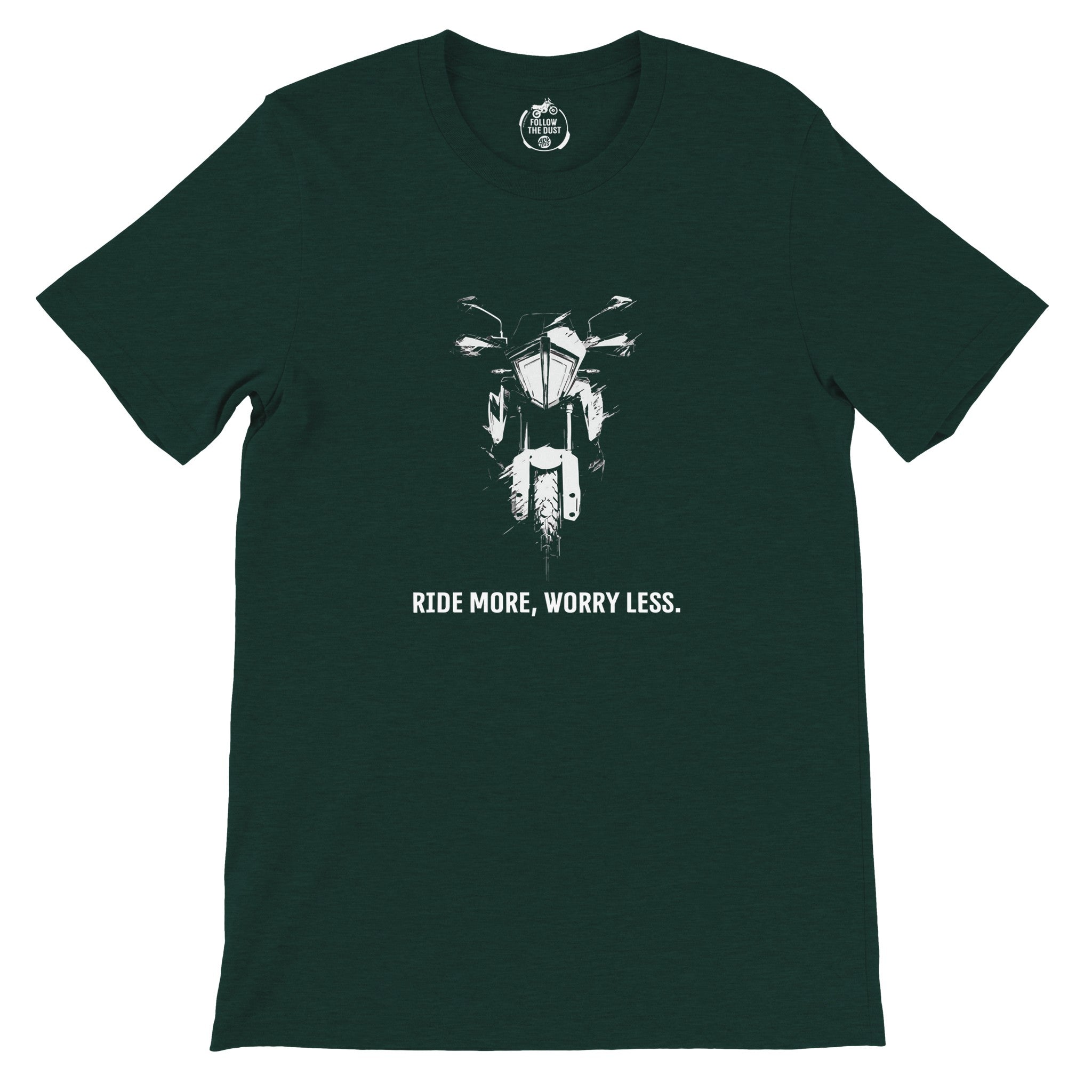 Ride More, Worry less. KTM — off-bike adventure-rider tee by ADVTEES