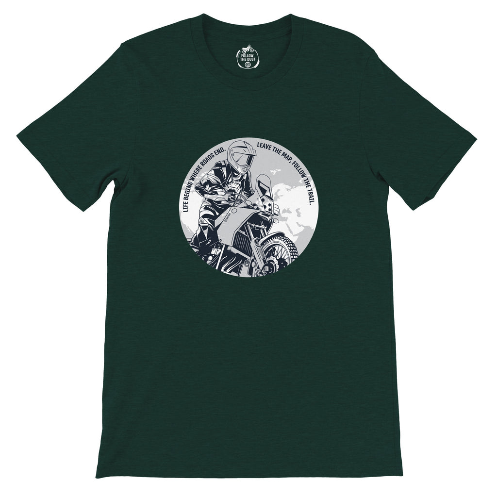 Leave The Map. Follow The Trail. Yamaha T7 — off-bike adventure-rider tee by ADVTEES