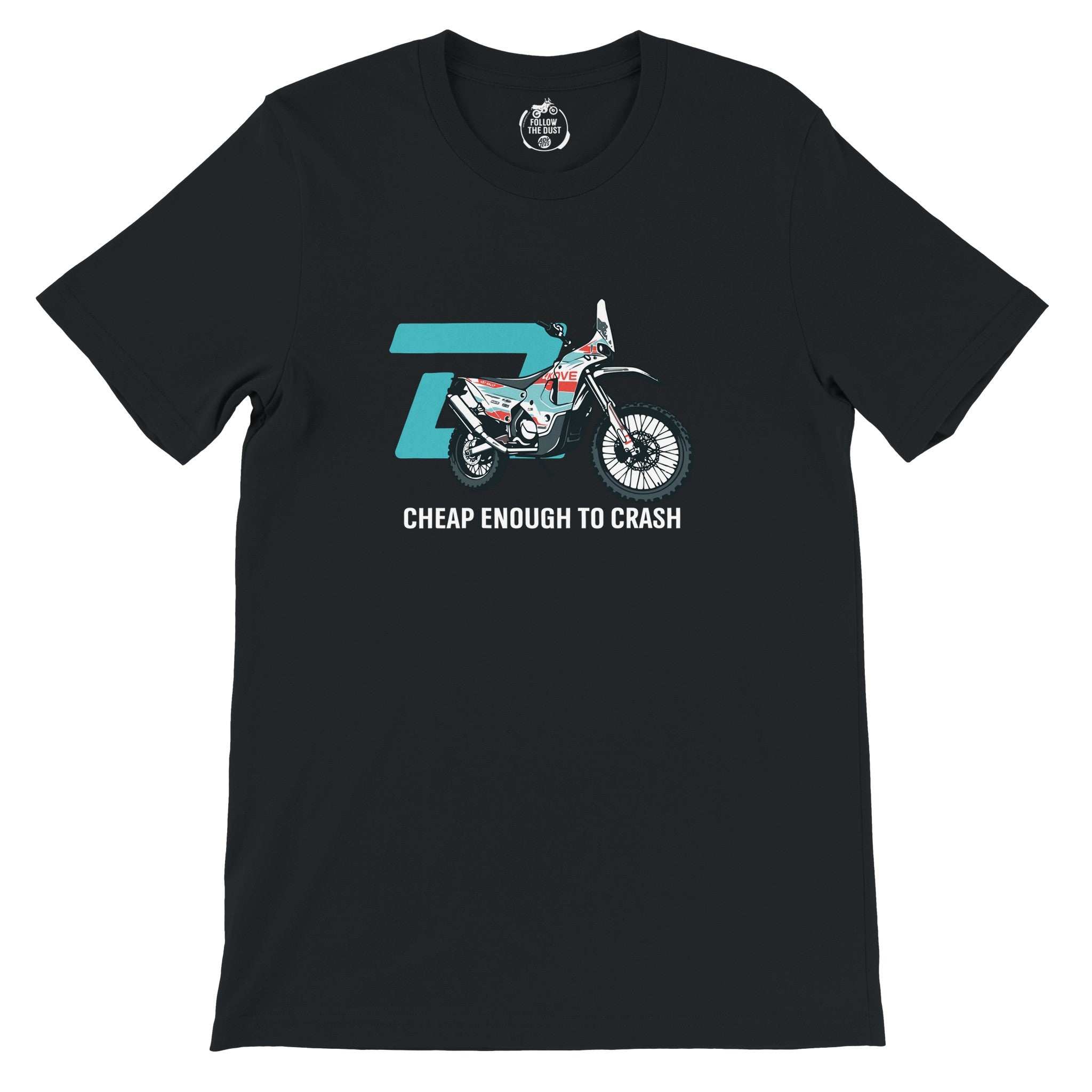 Cheap Enough To Crash. KOVE — off-bike adventure-rider tee by ADVTEES