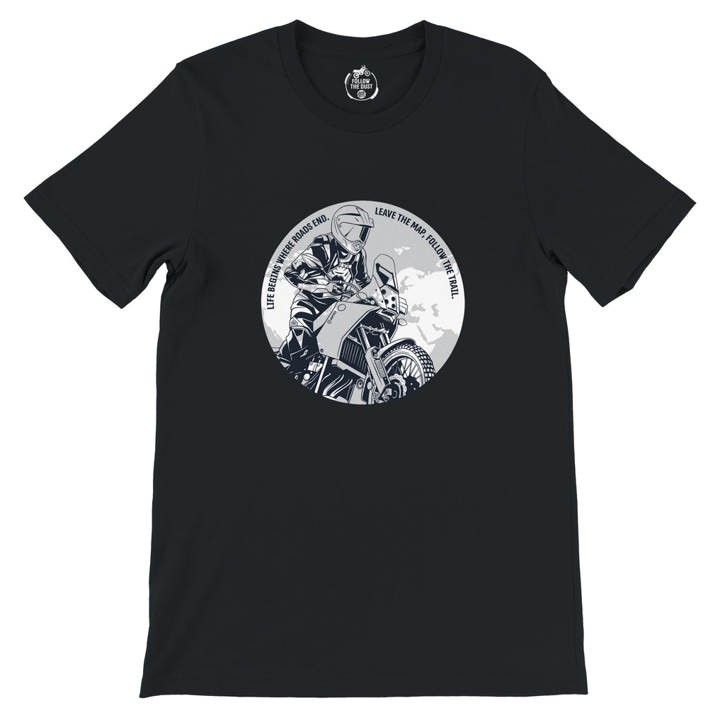 Leave The Map. Follow The Trail. Yamaha T7 — off-bike adventure-rider tee by ADVTEES