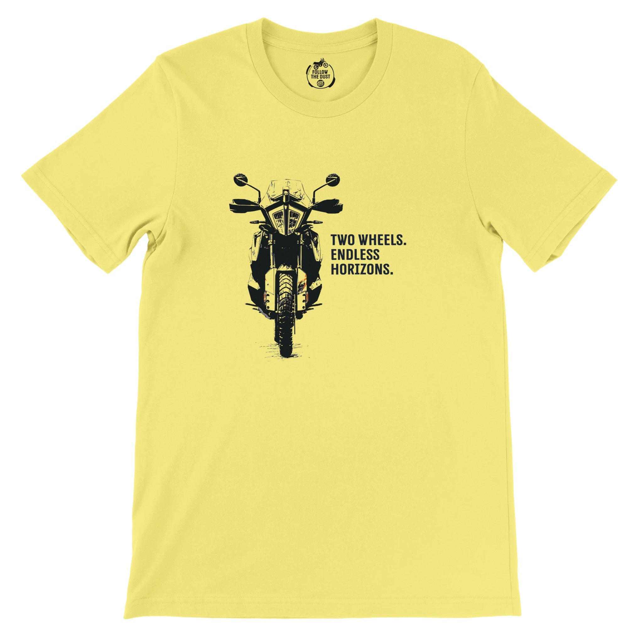 Two Wheels. Endless Horizons. KTM — off-bike adventure-rider tee by ADVTEES
